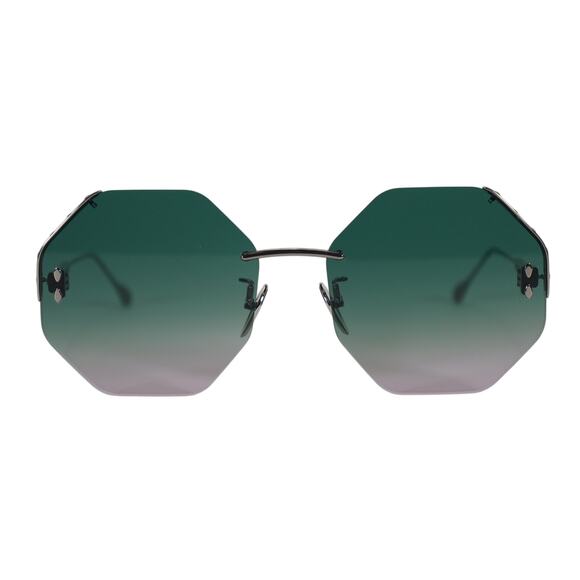 Isabel Marant Geometric Octagon Sunglasses – Green/Pink Gradient – NWT